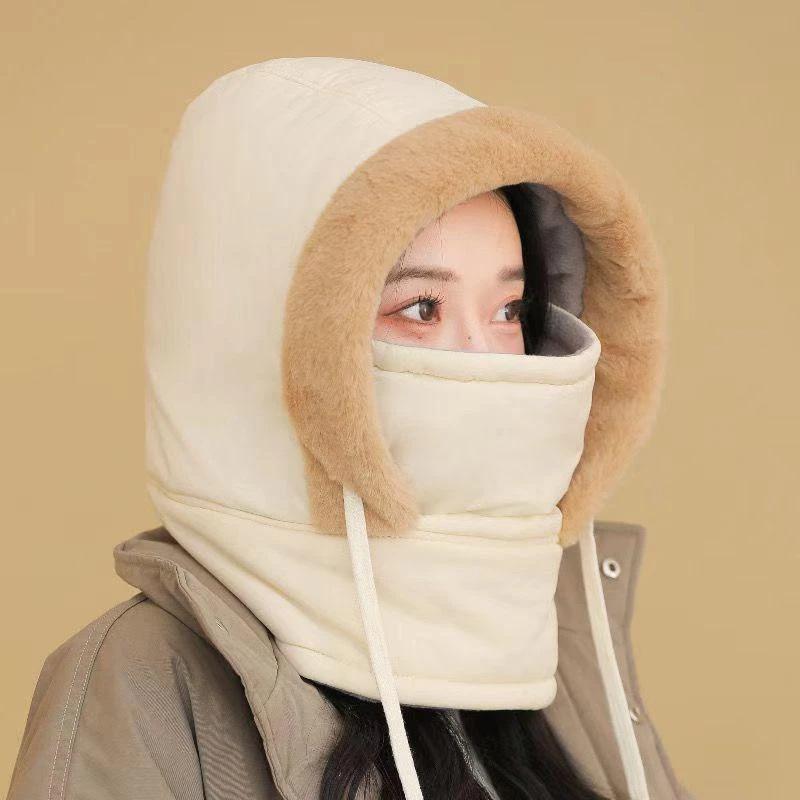 Lei Feng Winter Hat with Fleece Lining, Ear and Face Protection, Windproof Scarf for Skiing and Riding