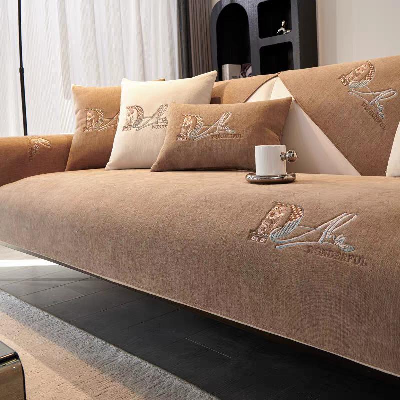 

Подушка для дивана с вышивкой синелью, всесезонное нескользящее полотенце для дивана, простой чехол для дивана в скандинавском стиле 70*70cm