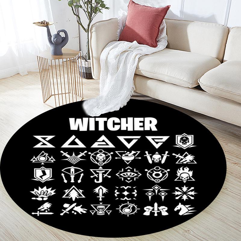 The Witcher pattern round rug,Carpet Rug for Living Room Bedroom Playroom ,Non-slip Floor Mat,Holiday Gifts and Birthday Gifts.