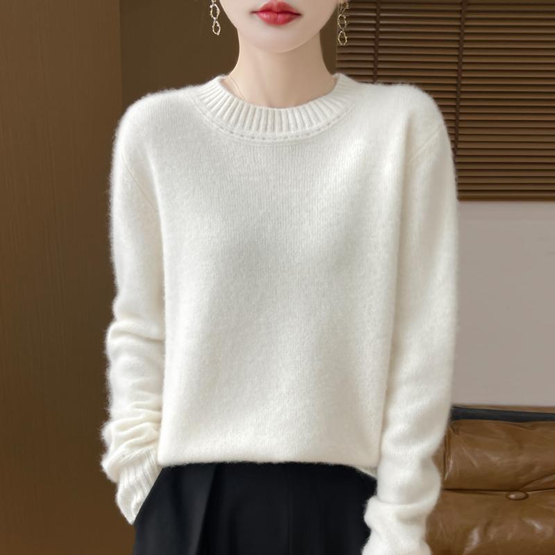 Women's Cashmere Sweater Qinghe Cashmere 30% Cashmere 70% Wool Autumn and Winter Pullover Warm and Fashionable
