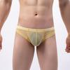 Men Thong Low Rise Elastic Waist Briefs Solid Smooth Color See-through U-Convex Lines Thin Panties Daily Wear