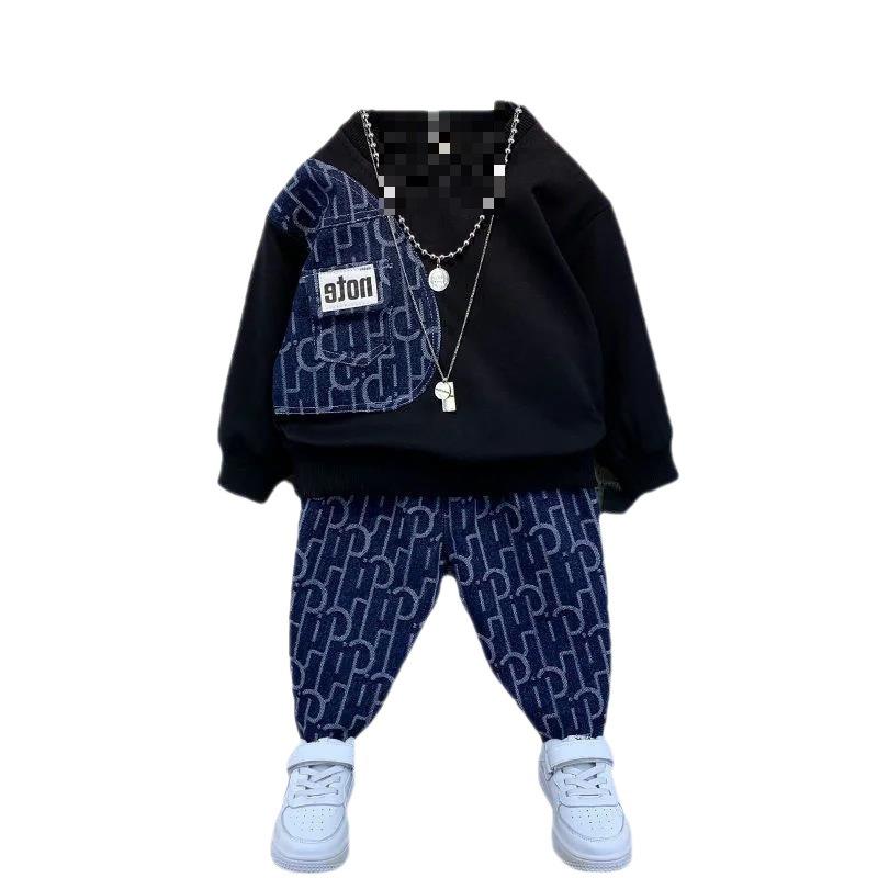 2023 Koreanischer Stil Jungen Frühling-Herbst Mode Streetwear Zweiteiliges Set