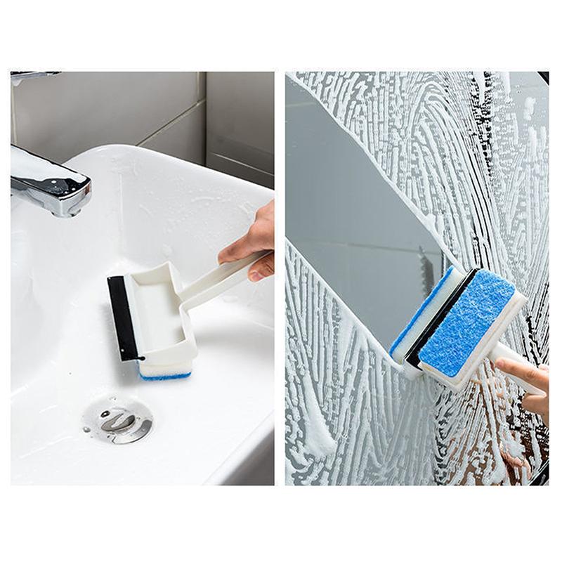Magic Window Glass Cleaning Brush Double-Sided Sponge Wiper Scraper Bathroom Wall Shower Squeegee Mirror Scrubber Tools