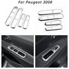 Car Window Lift Switch Button Cover for Peugeot 3008 2013 2014 2015 Trim Chrome Door Armrest Panel Handle Holder