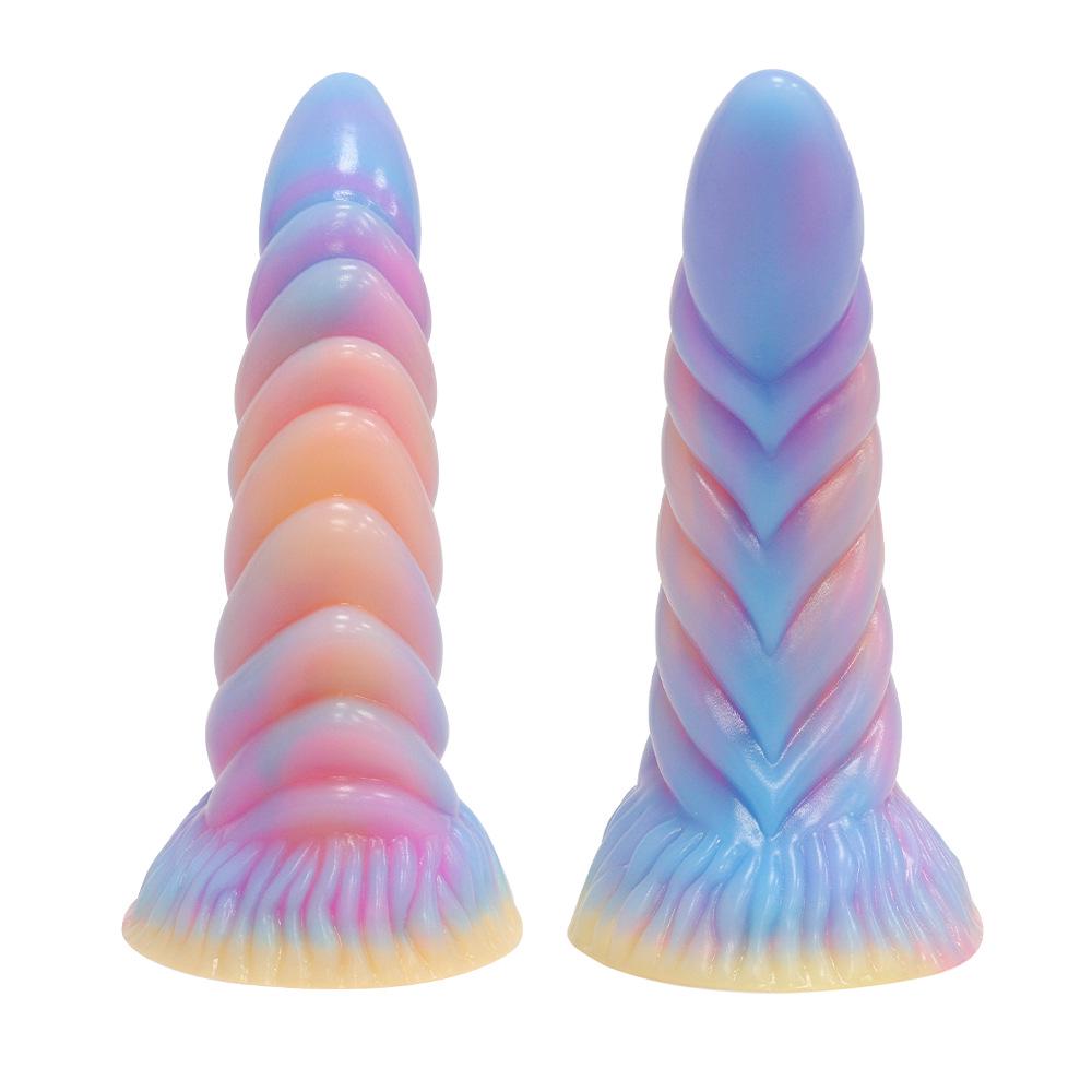 Conjunto de Plug Anal de Silicone Luminoso Colorido Misto - Brinquedos Eróticos Macios para Homens e Mulheres