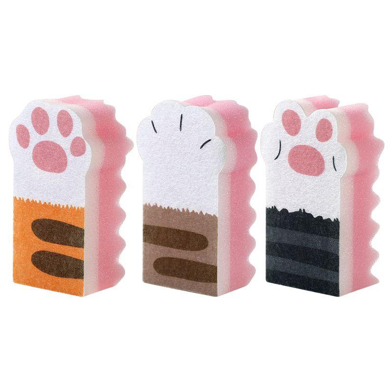 Cat Claw 3pcs Sponge Wipe Thickening Kitchen Brush Pot Dishwashing Block Cleaner