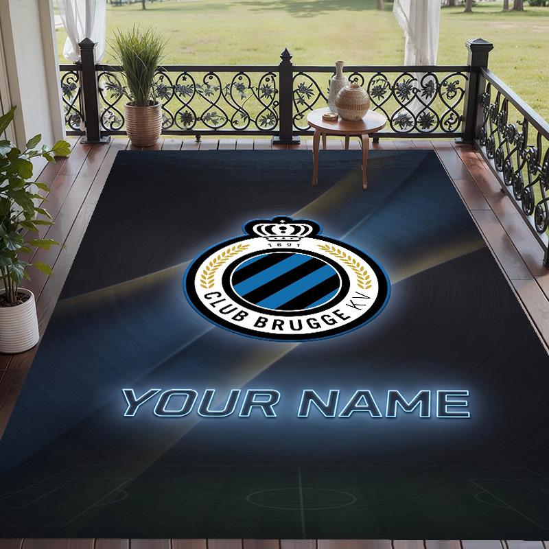Custom Text Printed Rug Club Brugge FC Non Slip Floor Carpet For Home Room Decor