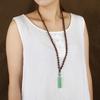 Vintage Dongling Jade Pillar Necklace Crystal Pendant Mahogany Sweater Chain Women's Simple Pendant Cotton and Linen Accessories