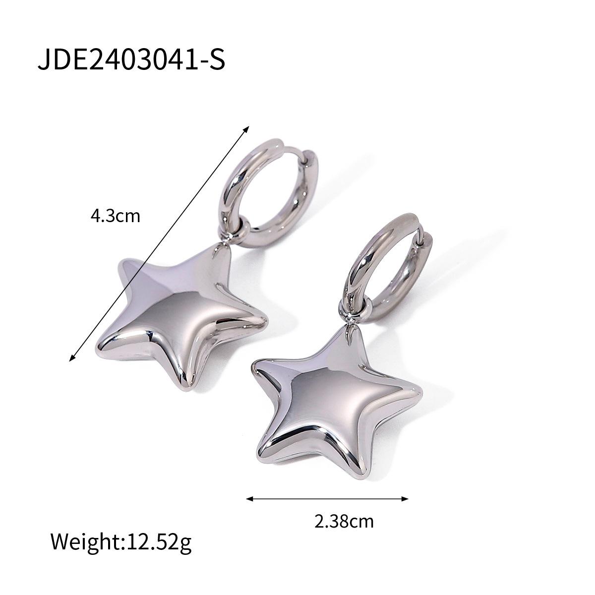 

16k Gold Polished Stainless Steel 3D Star Earrings, Minimalist Design, Titanium Steel