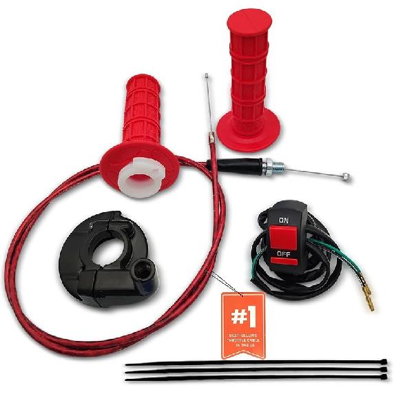 7/8 22Mm Twist Throttle Accelerator Handle Grips,Mini Bike Throttle Cable Kit,Throttle Cable Kit For 50Cc 90Cc 110Cc 125Cc150Cc 200Cc 250Cc 4-Stroke