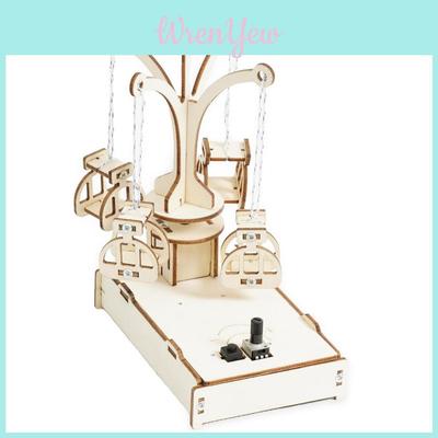 Wooden Diy Science Experiment Toy Rotating Flying Chair Handmade Technology Invention
