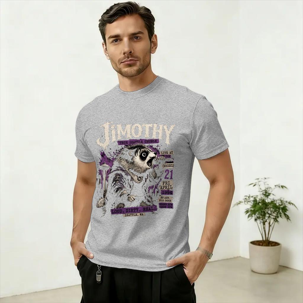 Jimothy True Seattle Grunge T Shirts Unisex's Cotton Crazy T-Shirts Round Collar Tee Shirt Short Sleeve Tops Summer