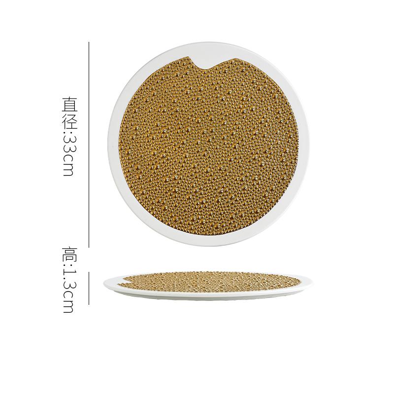 Solid Color Pearl Dot Texture Ceramic Flat Plate Sushi Plate Dessert Plate Steak Plates Molecular Cooking Creative Tableware