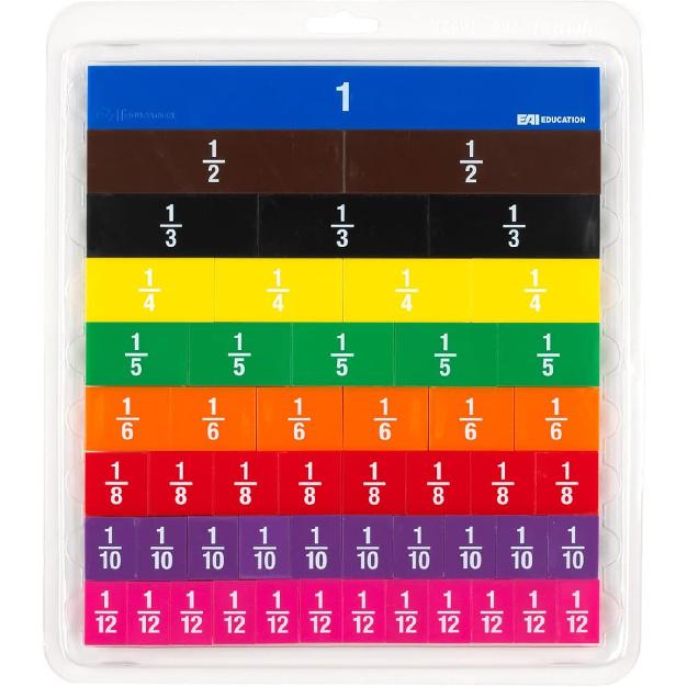 EAI Education Fraction Tiles with Tray: Numbered - Set of 51 Medium
