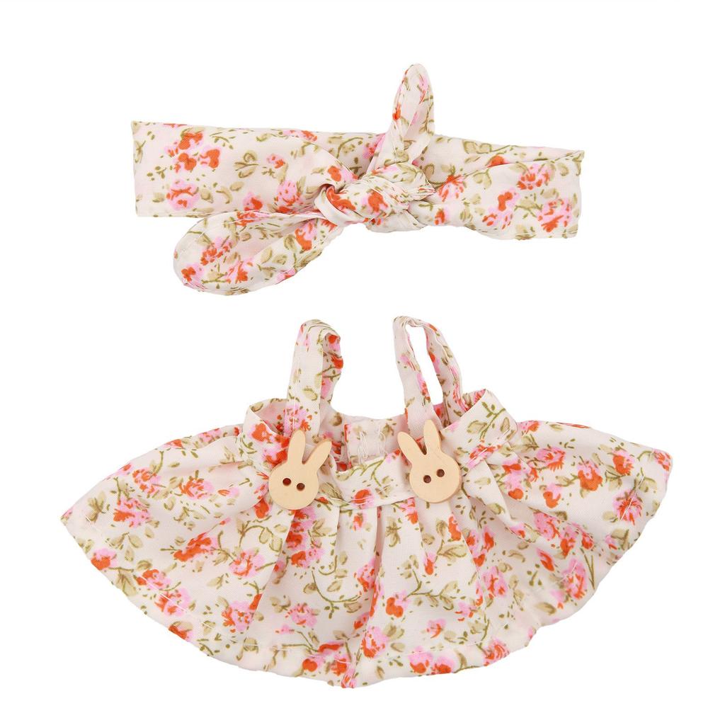 Lovely Doll Clothes Set for LABUBU 17cm Figure Dolls Includes Bowknot and Strappy Dress for Plush Doll Figurine Display