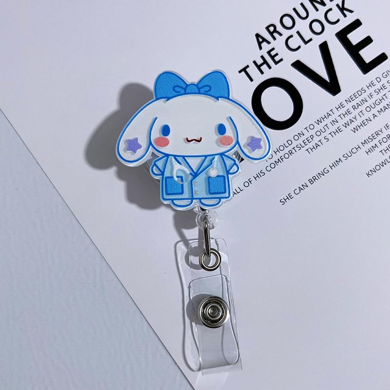 1 Piece Working Permit Pass Card Clip Cartoon Sanrio Badge Cute Melody Reel Retractable Id Name Card Clips For Nurse Badge