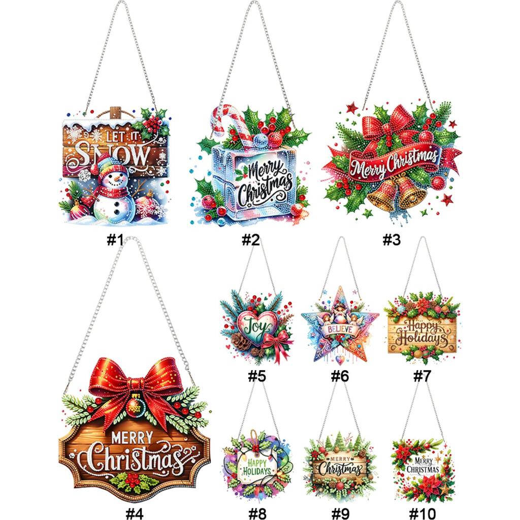 Weihnachtsthema 2D/Flach DIY Strassstein Diamantmalerei Fensteranhänger Spezielle Form Diamantmalerei Anhänger Heimwanddekoration Bastelarbeiten