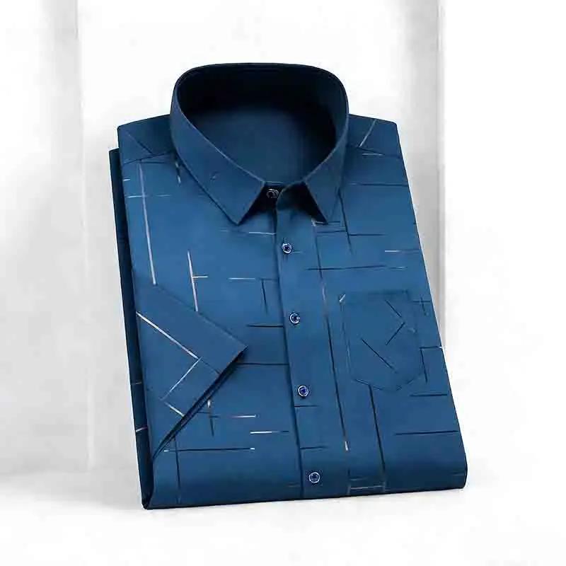 Fashion Men's Line Print Short Sleeve Shirt Breathable Casual Daily Wear Button Down Top