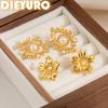 DIEYURO 316L Stainless Steel Golden Luxury Flower The Evil Eye Inlay Pearl Earrings For Women Trend New Waterproof Ear Jewelry