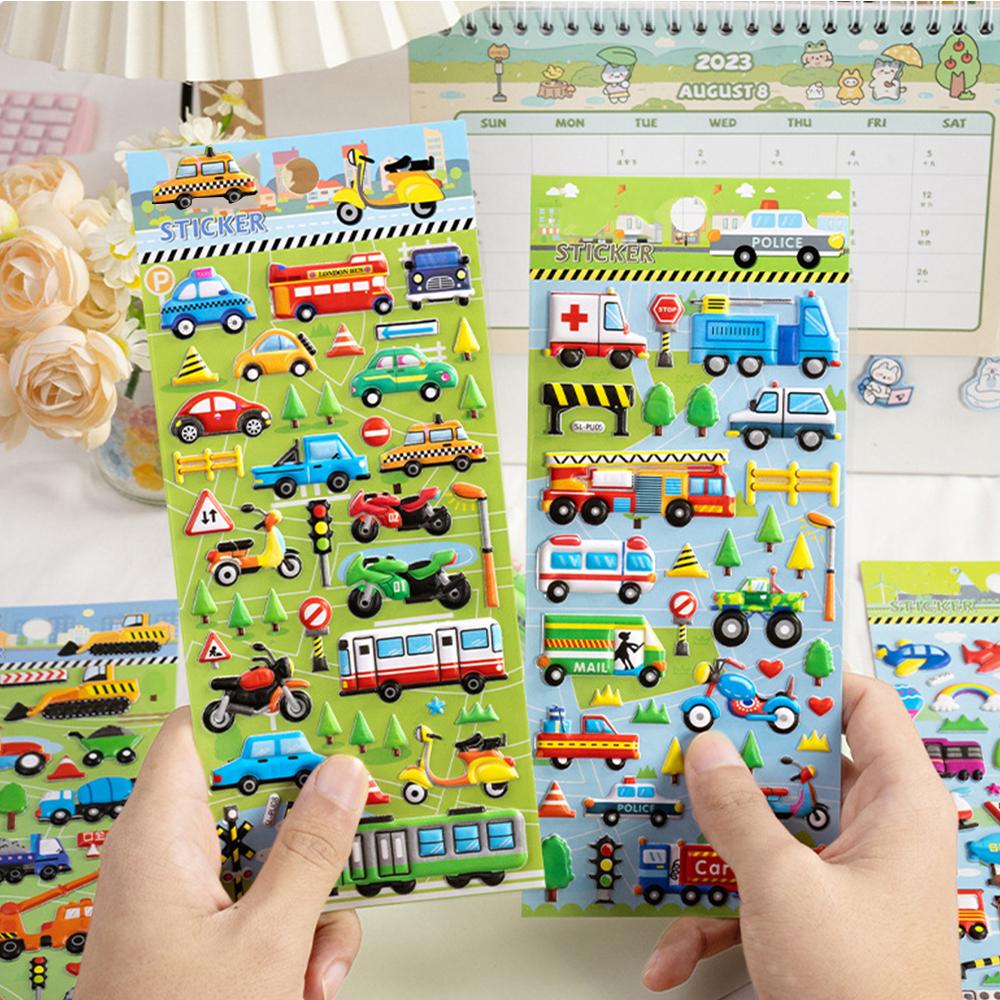 

6 листов 3D наклеек-пузырей Машина Грузовик Динозавры Морские животные Мультяшные наклейки Водонепроницаемые Детские Забавные Образовательные Наклейки Игрушки