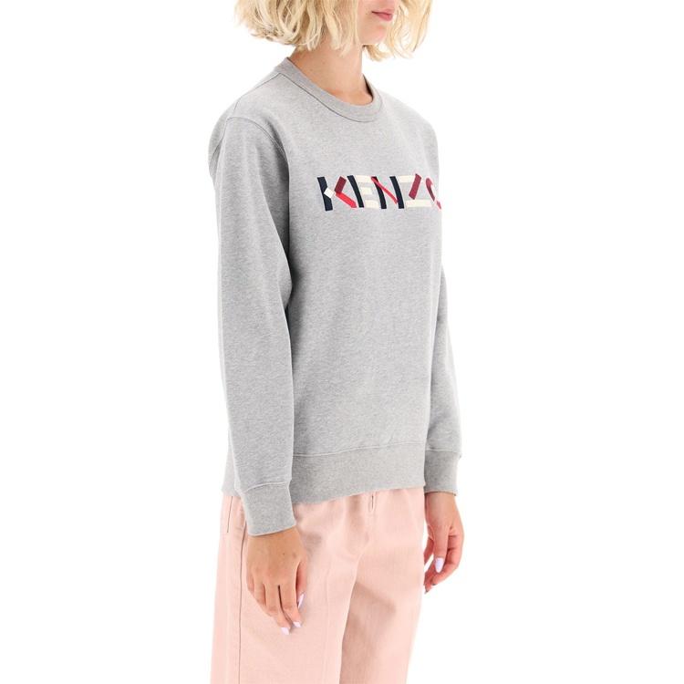 (WMNS) KENZO FW20 Cotton Embroidered Logo Pattern Fleece Lined Pearl Gray Hoodie Women's FA62SW8204MO-94