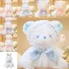 Plush Rabbit Bear Doll With Lace And Checkered Bow Decor For Girls Kids Birthday Gift And Sleep Support