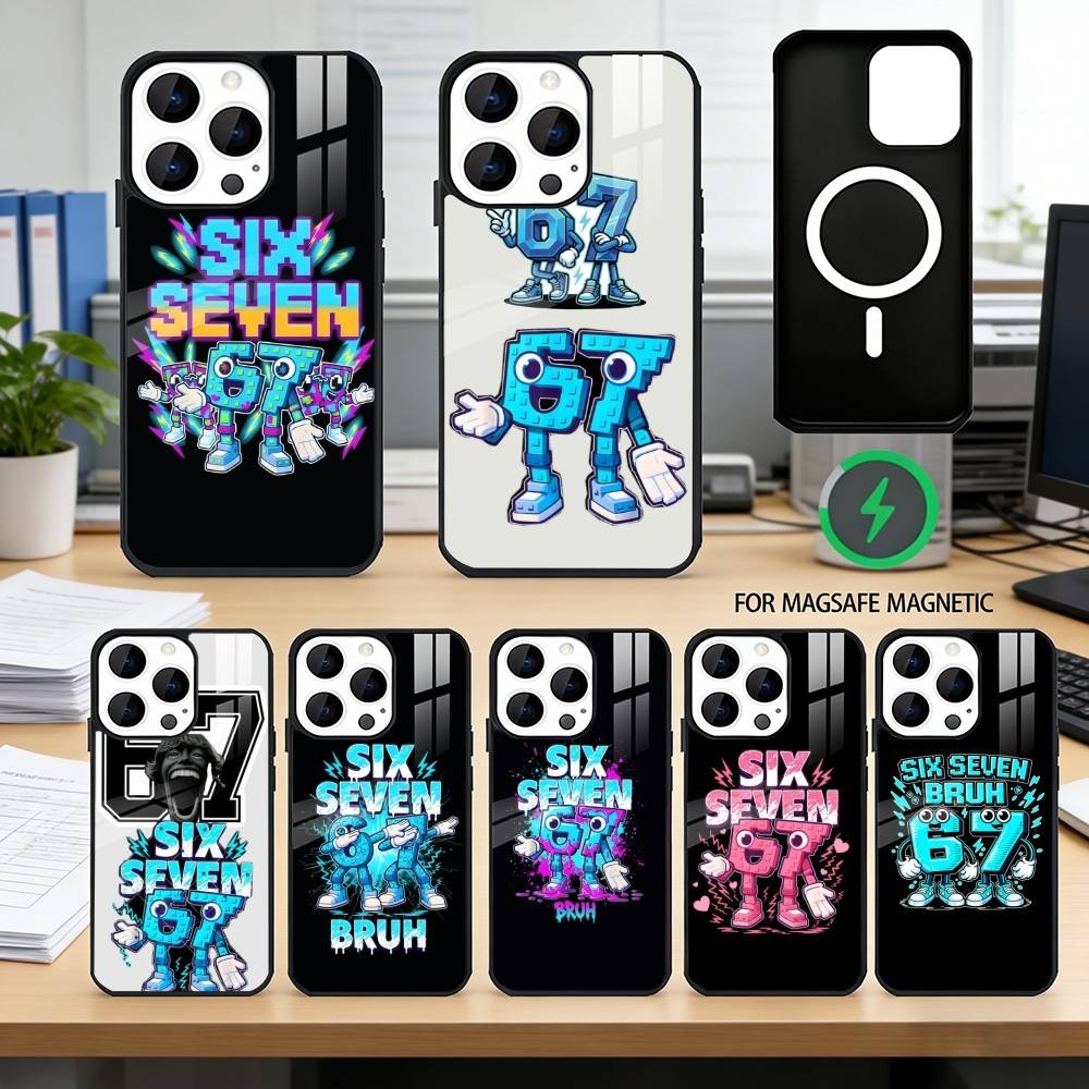 Six Seven 6 7 Phone Case For iPhone17,16,15,14,13,12,11 Plus,Pro Magnetic For Magsafe Wireless Charging