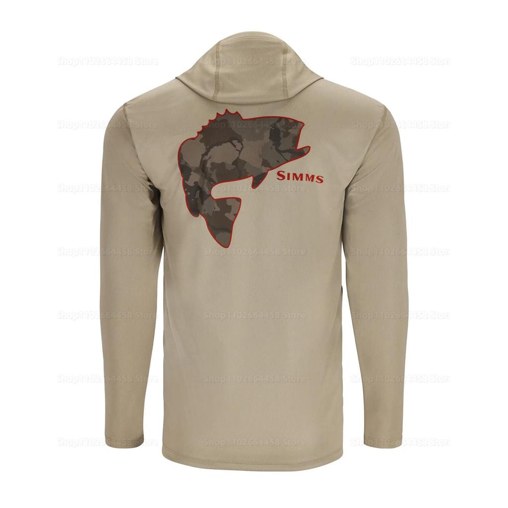 SIMMS Fishing Suit UPF50 Long Sleeve Hoodie Quick Drying Breathable Sunscreen Clothing Luya Outdoor T-Shirt New