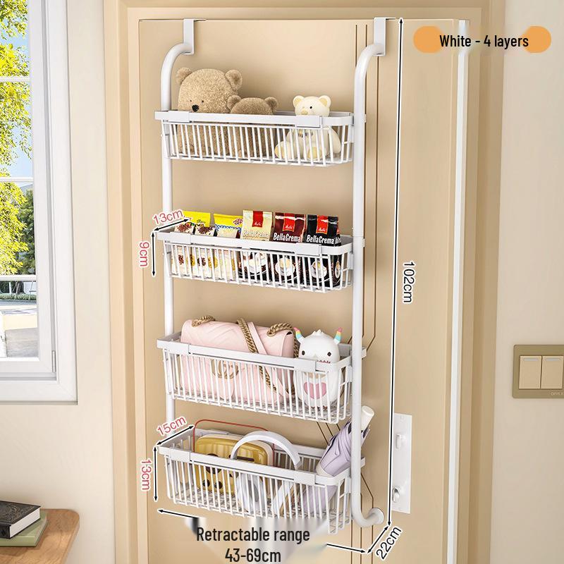 No-Drill Door Hanging Basket Organizer - Multi-Layer Storage Rack for Bathroom