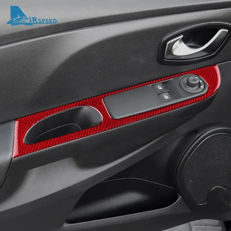 Real Soft Carbon Fiber Sticker For Renault Clio 3 2013 2014 2015 2016 2017 2018 LHD RHD Car Front Window Button Inner Outer Trim