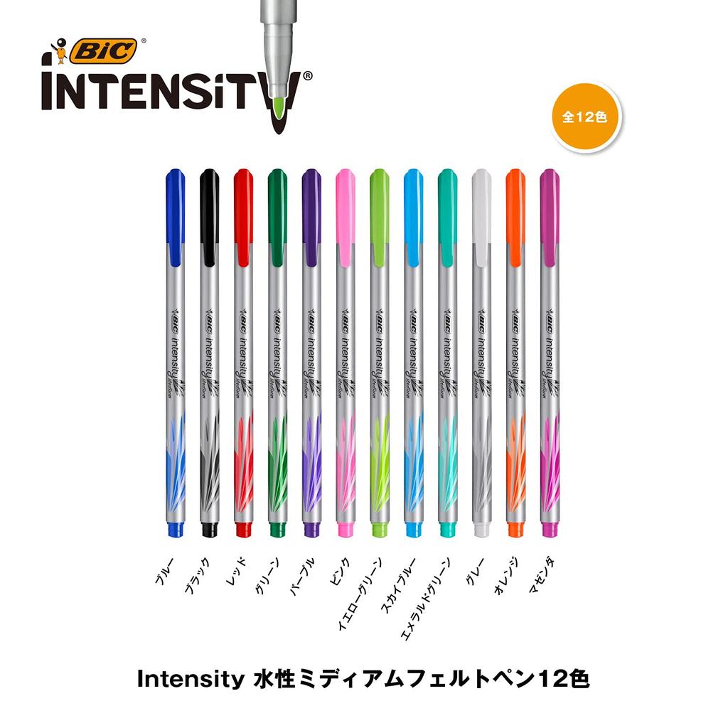 Bic Intensity Medium Pen Color Felt 12 Colors Water-Based Set, 0.8mm Tip, (ITS-FEPMDPK12)
