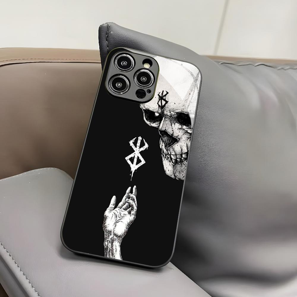 Berserk Japanese Anime Phone Case for Iphone 17 Air 16 15 14 12 11 13 Pro Max Mini X Xr Xs Puls Black Glass Cover