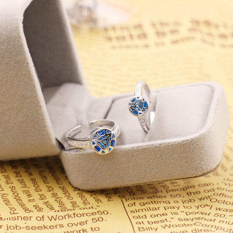 Iron Man Arc Reactor Ring for Men Women 925 Sterling Silver Jewelry Cosplay Props Couple Lovers Aniversary Engagement Xmas Gifts