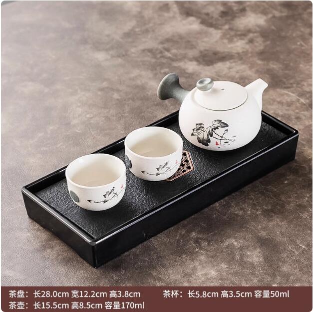 Kung Fu Tea Set with Tea Tray, Simple Modern Teapot, Japanese, Hotel Rooms, Dormitory, Home