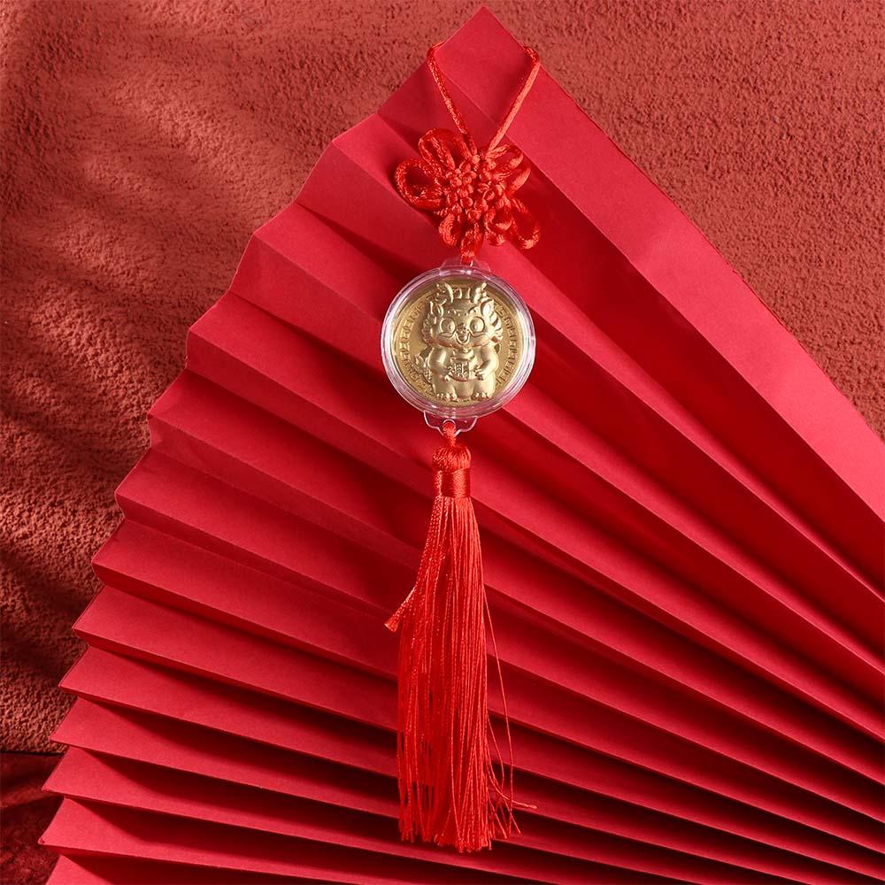 Chinese Knot Zodiac Dragon Pendant Commemorative Coin Chinese Dragon Decoration  New Year