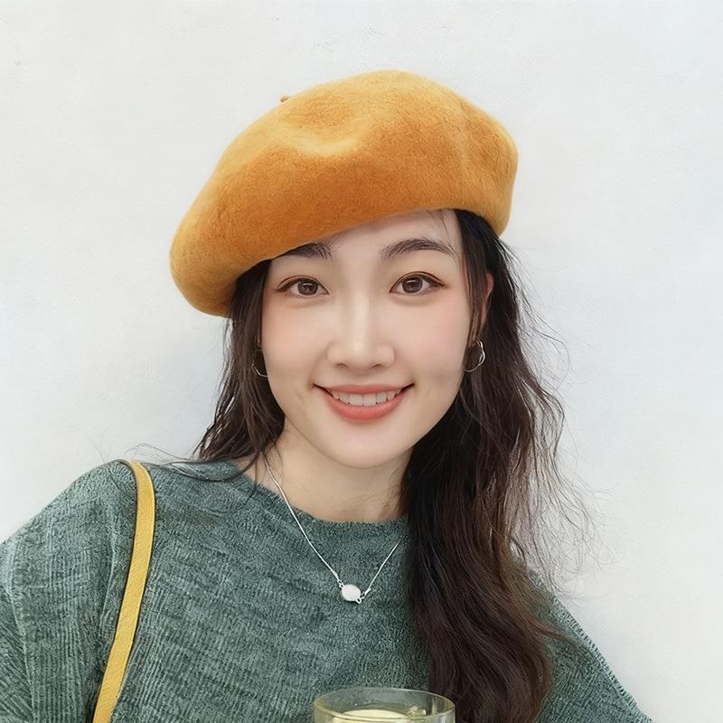 Women'S Wool Beret | Face Slimming Winter Warm | Solid Color Cashmere Blend | Vintage Painter Hat