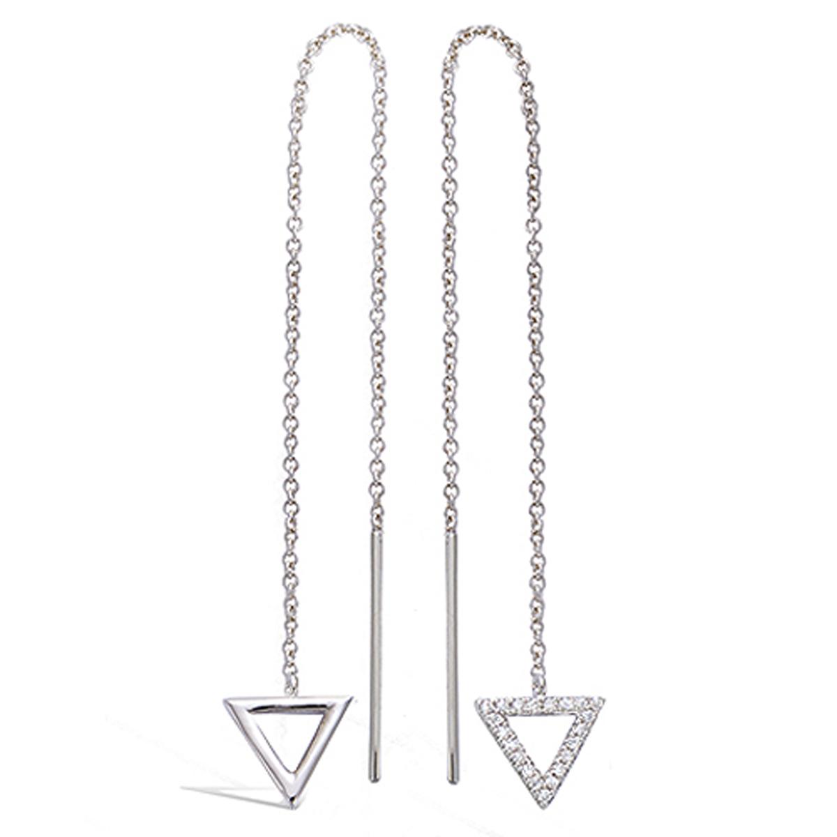 

Les Trésors De Lily [P2443] - Серьги серебряные Треугольники серебристо-белые (родий) - треугольники 10x10 мм