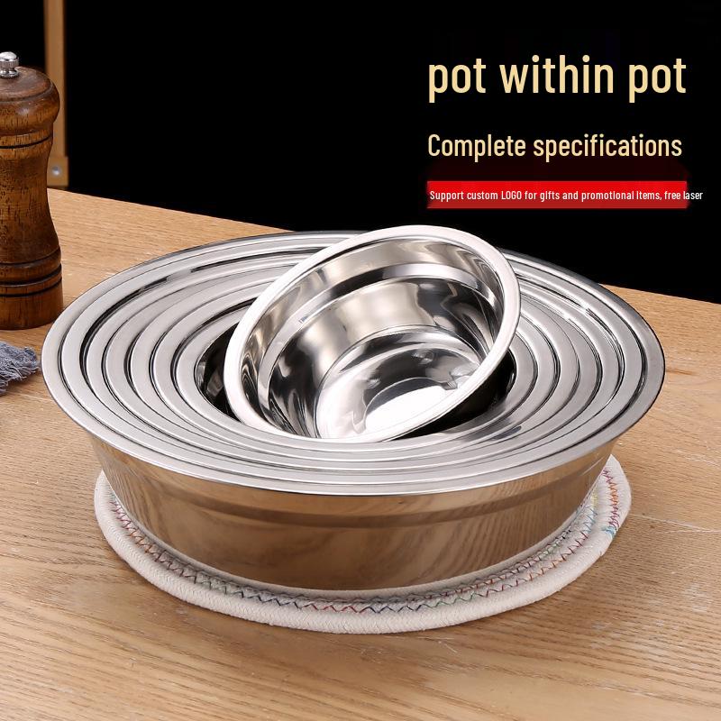 Cadou Comercial Chiuvetă de Bucătărie din Oțel Inoxidabil 304 - Rotundă, Chiuvetă Groasă din Fier Ideală pentru Orez sau Supă