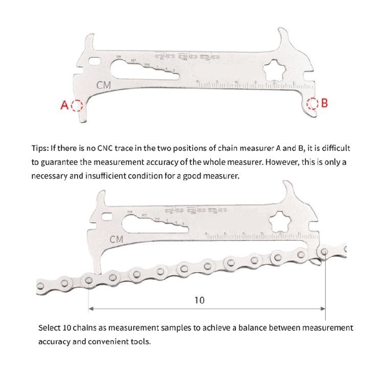 Compacts Bike Chain Wear Detector Stainless Steel Cycling Chain Gauges Suitable for Various Chain Size
