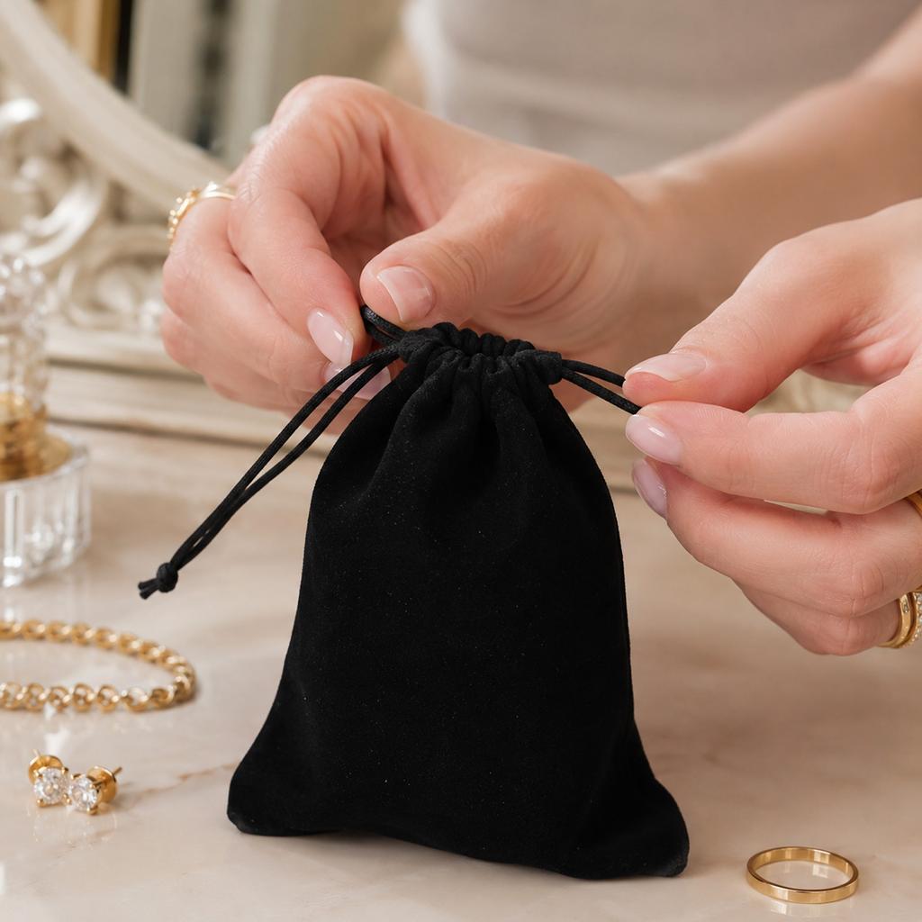 Bolsa de Terciopelo con Cordón Bolsa de Tela Suave Organizador de Almacenamiento para Joyería Accesorios Artículos Pequeños con Cierre Seguro Adecuado para Viajes y Uso en Casa