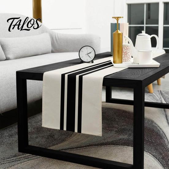 Easy Care Table Decor Modern Geometric Runner, Black And White Checkered Casual Texture Dining Room Accessory 72 Inch Striped Runner for Stylish