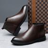 Chelsea Boots för Man Höst Vinter Läder Herrstövlar Brittisk Stil Höga Skor Trendiga Mångsidiga Varma Läderstövlar Man 46