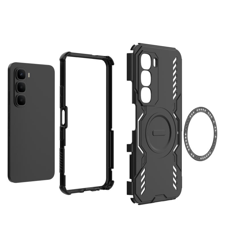 Heat Dissipation Armor Shockproof Magnetic Case For Infinix Hot 60 5G 60i 4G Four Corner TPU Frame Hard Plastic Phone Back Cover