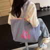 Striped Tote Bag For Women Large Capacity Shoulder Bag Two-sides Reversible Hand Bag Traveling And Shopping Underarm Bag CLE