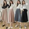 2025 Spring Summer Women's Ice Silk Chiffon Pleated Wide-Leg Loose Casual Long Pants