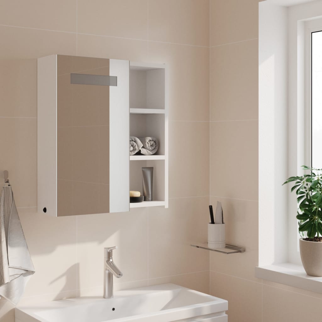 Vidaxl Bathroom Cabinet With Mirror And LED, White, 45X13X52 Cm
