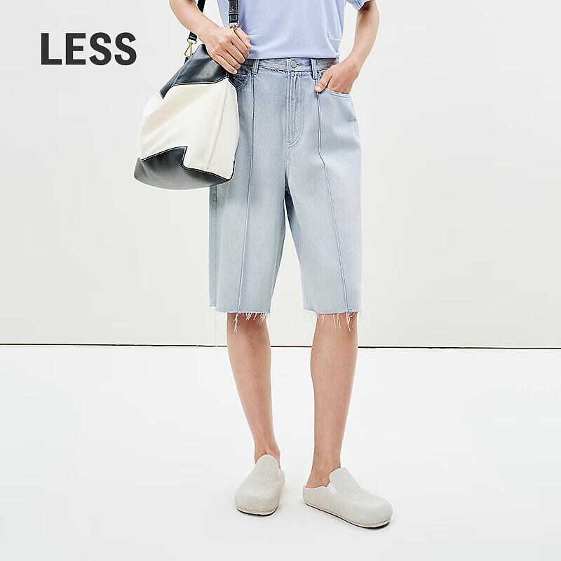 LESS 2025 Summer Casual Cotton Cropped Denim Jeans L