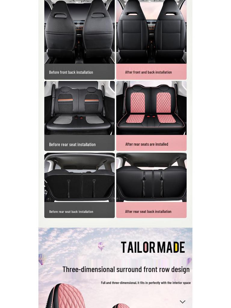 Universal Wuling MINI Leather Car Seat Cover, Full Surround, Five-Seat, All Seasons