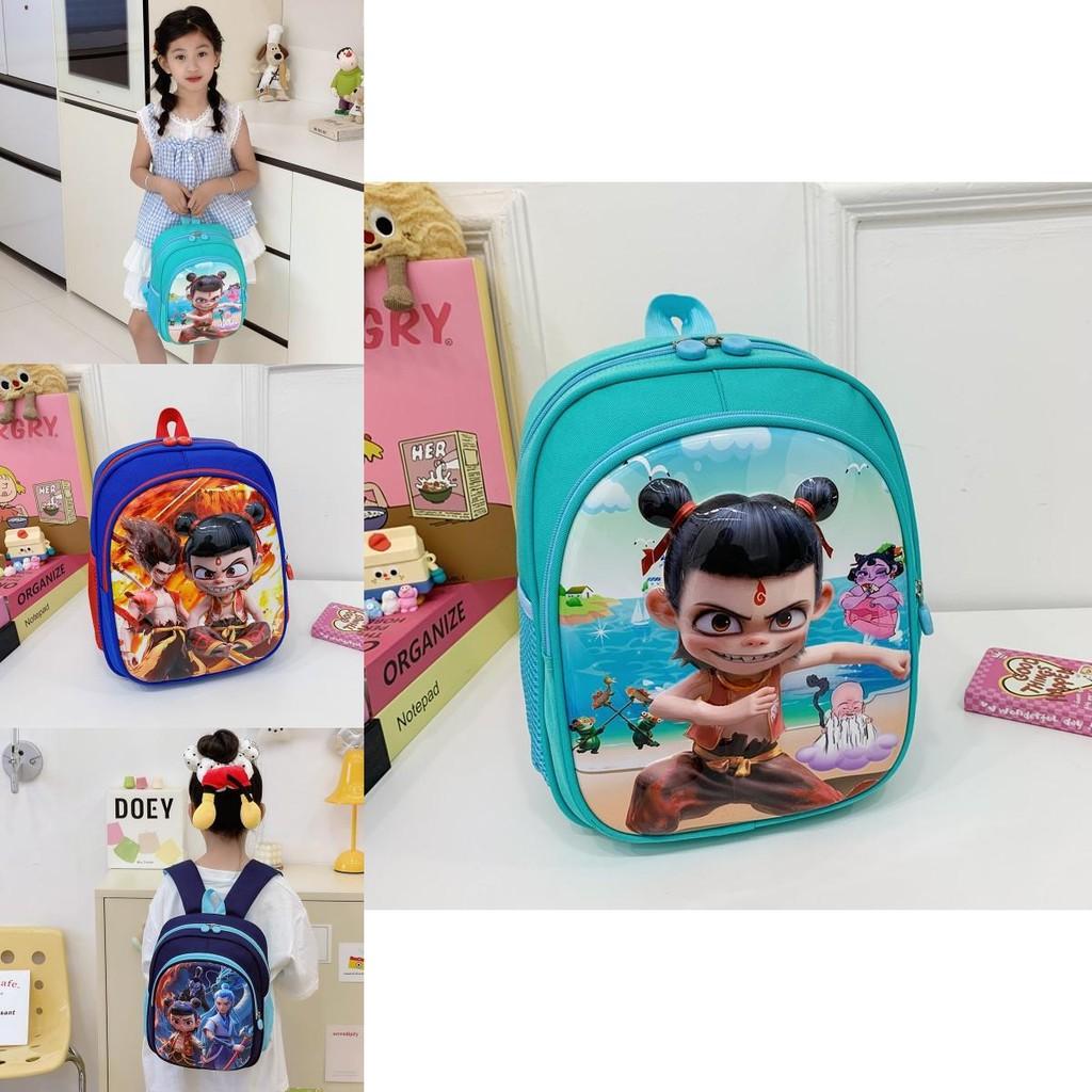 Ne Zha Pattern Kids Backpack With Breathable Nylon For Elementary School And Daily Use