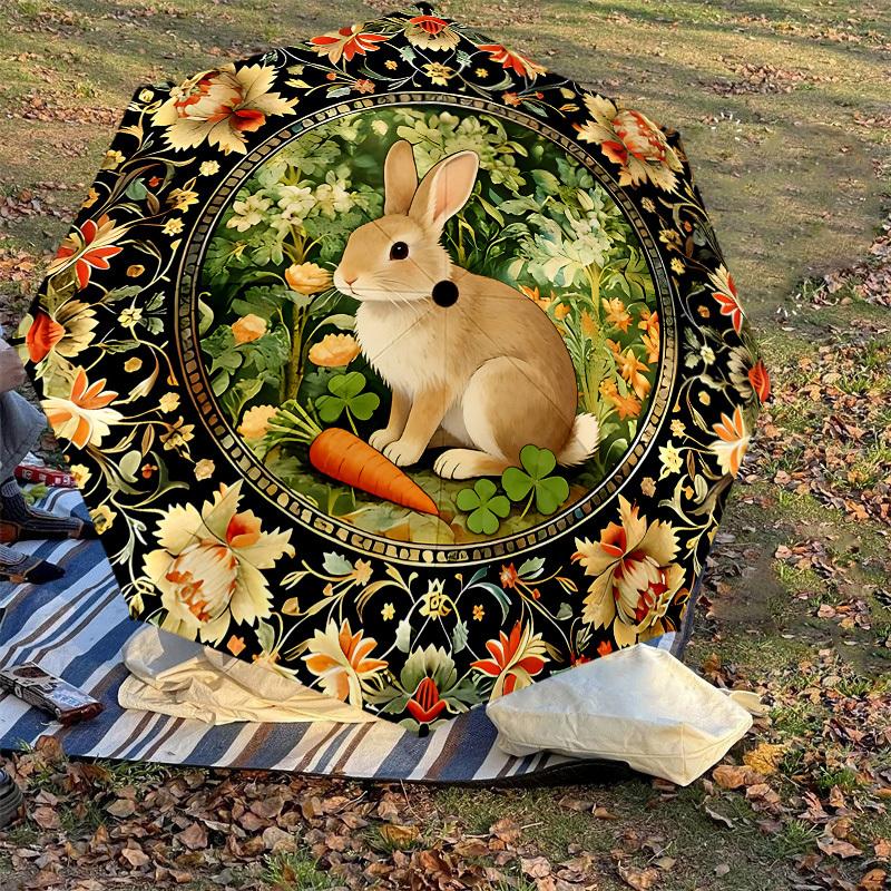 1PC rabbit, floral Umbrella-8-Rib Reinforced, Automatic Open, Lightweight & Durable, Cute Fashion Accessory for Outdoor-K1318